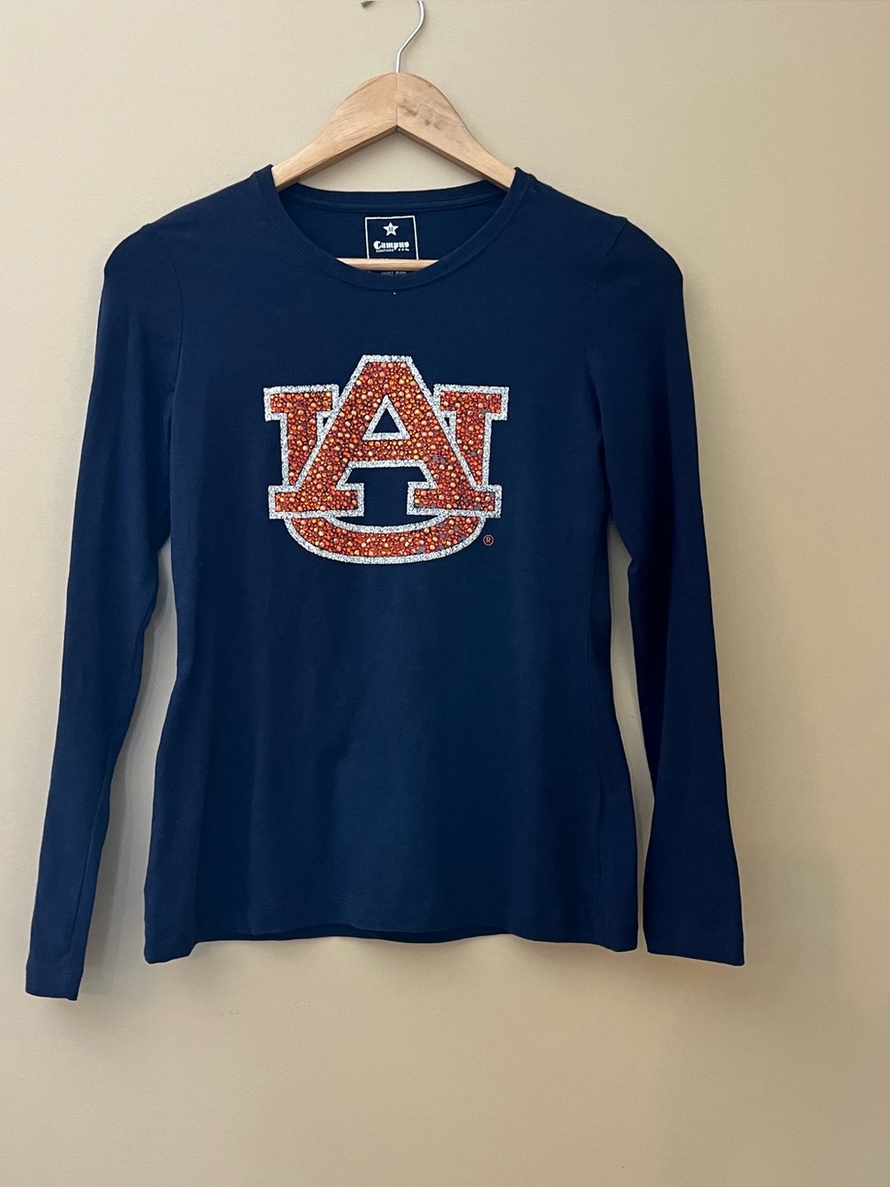 Campus Couture Auburn University Women’s T-shirt Long Sleeve Rhinestone  Size M
